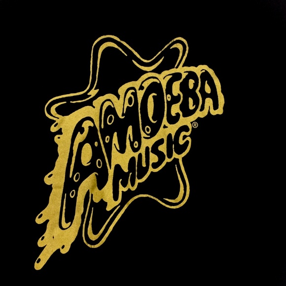 AMOEBA MUSIC Gold on Black Limited Edition Logo Short Sleeve T-Shirt Size S - Picture 5 of 8